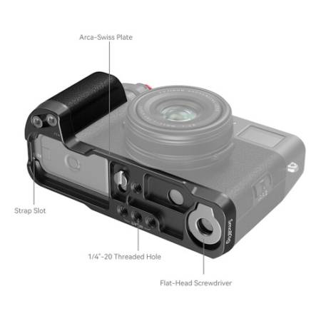 SmallRig 4556 - uchwyt L-kształtny, silikonowy grip do Fujifilm X100VI i Fujifilm X100V, czarny_Ważne elementy_2